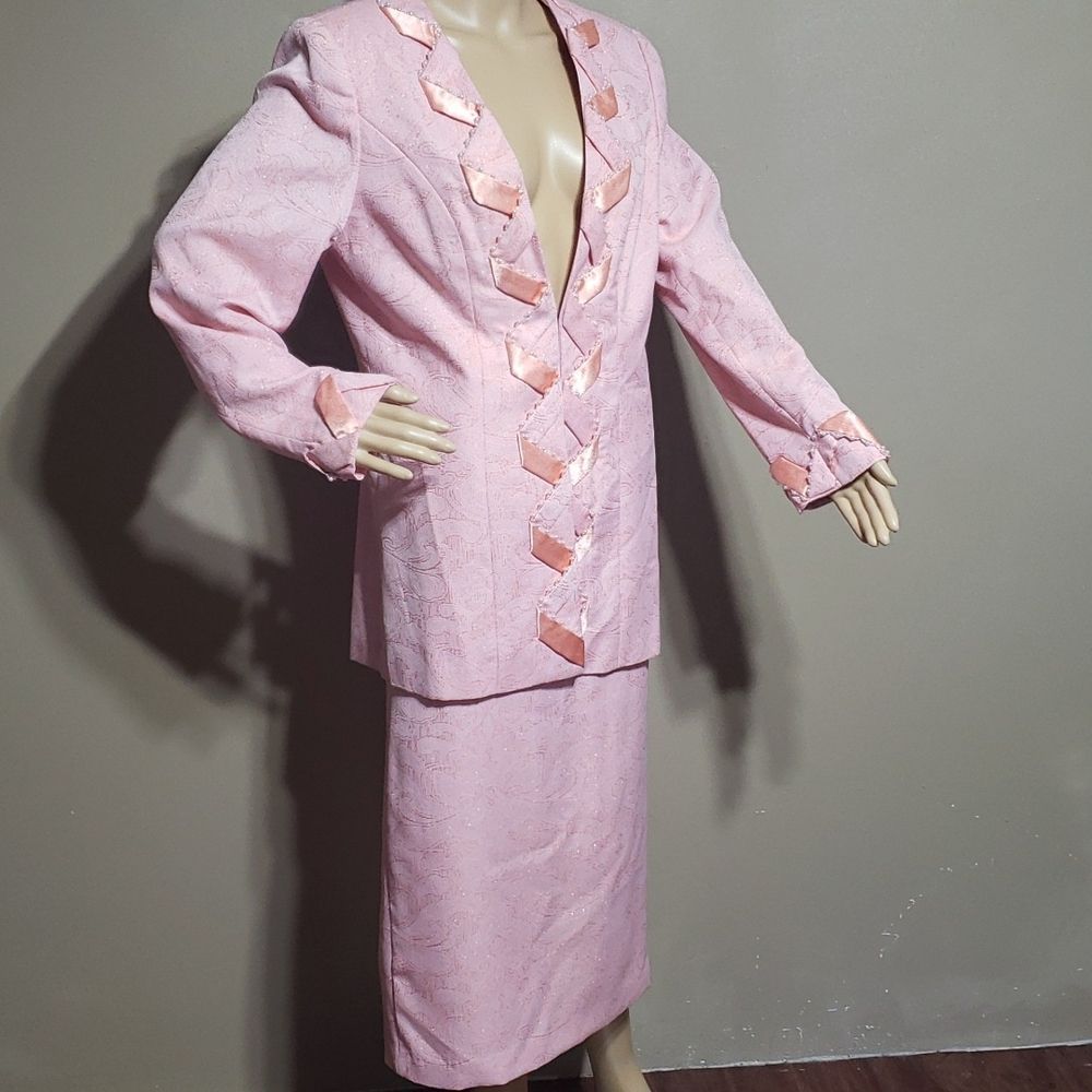 Vintage 90s Corinthians  Polyester metallic with polyester lining suit, sz 12